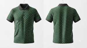 เสื้อโปโลชายสีเขียวลายจุด แขนสั้น ผ้าทอออกซ์ฟอร์ด สวมใส่สบาย ทรงปกติ ดีไซน์ติดกระดุม - Product Image 2