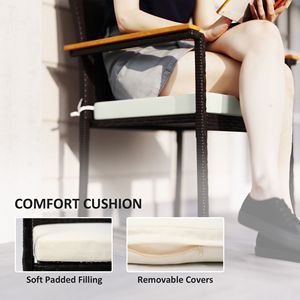 Set di 2 Sedie da Pranzo Impilabili in Vimini Bianco Crema con Cuscini, Schienale e Braccioli per Terrazza e Giardino - Product Image 5