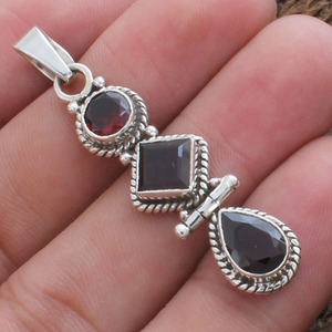 Collar de Plata de Ley 925 con Colgante de Granate Rojo Natural, Hecho a Mano, Piedra de Nacimiento de Enero, Joyería Fina para Mujer, Venta al por Mayor - Product Image 3