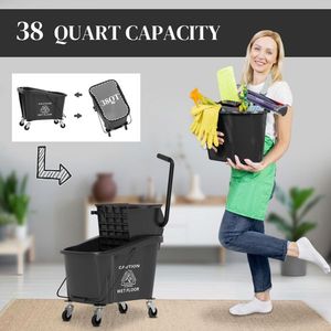 รถเข็นทำความสะอาดถังไม้ถูพื้น - Product Image 1