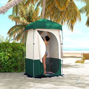 Portable Green <b>Camping</b> Shower Tent with Solar Shower Bag Removable Floor Carrying Bag Provides Privacy and Convenience - Product Image 2