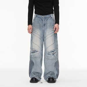 Pantalones vaqueros cargo holgados de hombre, nuevos, lavados, personalizados, de cintura media, de algodón - Product Image 5