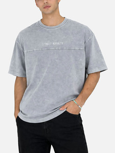 <b>Vintage</b> Washed Oversized T Shirt Men Streetwear Acid Wash Cotton <b>Tee</b> Casual Loose Fit Embroidered <b>Graphic</b> Summer Top - Product Image 1