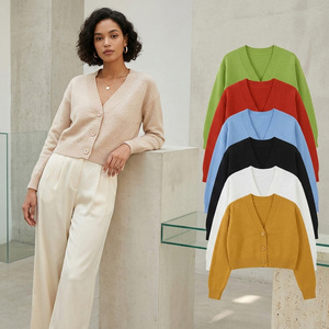 Pull en maille côtelée ajusté pour femme, col rond, basique, doux, extensible, manches longues, cardigan décontracté d'hiver pour femmes - Product Image 4