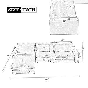 Divano Sezionale Cloud in Ciniglia da 128 Pollici con Pouf Mobile, Cuscini Comodi e Porte di Ricarica per Soggiorno - Product Image 2
