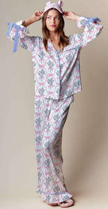 Conjunto de Pijama de Satén para Mujer con Estampado de Cerezas, Manga Larga, Largo Completo, Suave, Transpirable, Cintura Elástica, Cuello Alto, Cintura Media, Ropa de Dormir - Product Image 4