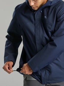 Veste matelassée imperméable à capuche pour homme, couleur marine, fermeture éclair sur le devant, vêtement d'hiver décontracté, couleur unie, coupe classique - Product Image 4