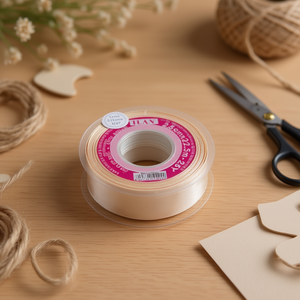 ริบบิ้นผ้าซาตินอิลัน 2.5 ซม. 25 หลา สีเบจ D46 สำหรับงานประดิษฐ์และตกแต่ง - Product Image 2