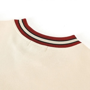 Sorority Women's Cream Crew Neck Sweatshirt With Red And <b>Black</b> Stripes <b>Long</b> Sleeve Knitted Cotton Casual <b>Top</b> With Pockets - Product Image 3