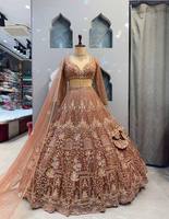 Ensemble Lehenga Choli en tissu filet doux de qualité supérieure avec travail de sequins brodés, Lehenga évasé semi-cousu de 4 mètres et Dupatta assorti