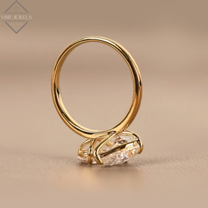 Anillo Doble de Diamantes Ovalados en Forma de Pera, Oro Amarillo, Dos Piedras, Diseño Moderno, Regalo de Joyería de Compromiso para Mujer - Product Image 5