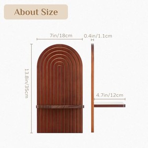 Handcrafted <b>Walnut</b> Wood Arched Wall <b>Shelf</b> Candle Holder - Wholesale - Product Image 3
