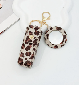 Porte-clés en cuir à motif léopard, ensemble de porte-clés en cuir PU, étui pour clés, breloque de sac portable - Product Image 1