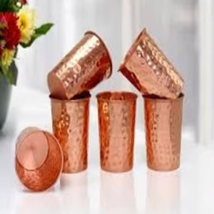 Lightweight Copper Glass Tumbler Supplier Ayurvedic Drinking Water Cup Bulk Export Metal <b>Drinkware</b> - Product Image 1