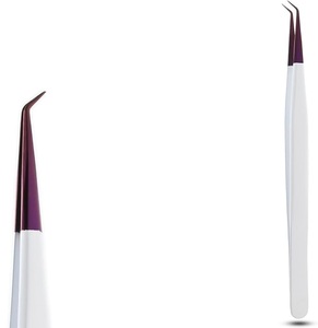 Pince à épiler pour cils de qualité supérieure, pointe pointue violette, métal acier blanc, pour cils et maquillage beauté - Product Image 2