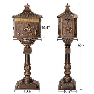 Heavy Duty Cast Aluminum Mailbox Post with 2 Keys Baffle Door Expansion Bolts Address Panel Ground Larg-Premium Postal Box - Product Image 4