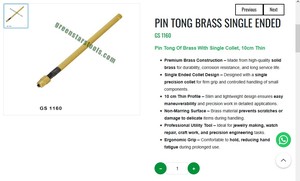 Pinza de latón de punta única de 10 cm, herramienta de joyería de precisión delgada, agarre de pinza que no daña para la fabricación de joyas |   N.° de artículo GS-1160 - Product Image 3