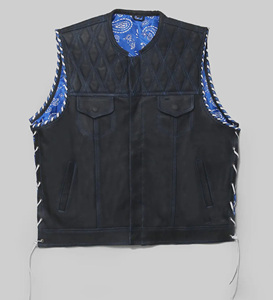 SANCHAL INTERNATIONAL OEM Custom Design High Quality Embroidery Top Grade <b>Thick</b> Cowhide Leather Woolen Breathable Fully Vest - Product Image 5