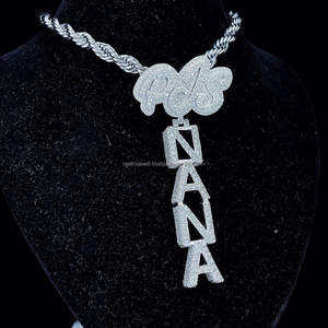 Version verticale Iced Out Hiphop VVS Diamant Lettre Pendentif 925 Argent Sterling Buss Down Moissanite Pendentif - Product Image 3