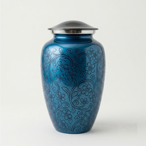 Modern Blue And Brass Adult Cremation Urns Metal Funeral <b>Memorial</b> <b>Keepsake</b> With Customizable Logo Handmade Brass Funeral Supply - Product Image 3