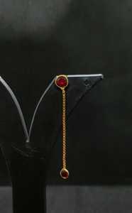 Wholesale Premium <b>Red</b> Stone Long Chain Dangle <b>Earrings</b> Gold Plated Sophisticated Fashion Jewelry for Women Girls Party Wear - Product Image 3