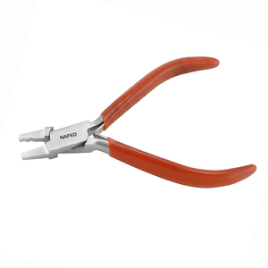 Alicates de crimpado de microperlas de alta calidad para fabricación de joyas, acero inoxidable, 130 mm, mordazas rectas, 2 mm, mango de PVC rojo con resorte - Product Image 1