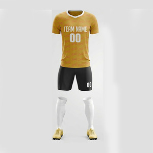 Custom Sublimation Soccer Uniform Set Yellow V-Neck Short Sleeve Moisture Wicking Men's Team Kit All Seasons <b>Athletic</b> Fit - Product Image 6