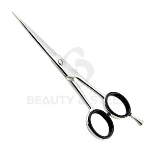 Professional Stainless Steel Hair Cutting Scissors with Sharp Straight Blades and Black Comfort Finger <b>Ring</b> Grips - Product Image 1