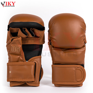 Gants de MMA en cuir synthétique marron avec logo personnalisé 2026 pour grappling, sparring et entraînement au sac de frappe pour l'entraînement sportif - Product Image 1