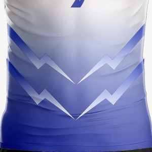 Maillot de football pour homme, bleu et blanc dégradé, sublimé, respirant, manches courtes, col en V, coupe athlétique, adulte, toutes saisons - Product Image 2
