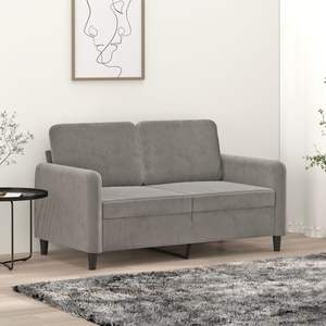 Canapé 2 places en velours gris clair 100% polyester avec structure en contreplaqué métallique pour salon - Product Image 1