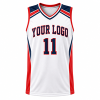 Jersey Tim Basket Kustom 100% Poliester Sublimasi Seragam Bernapas Cepat Kering Kaos Olahraga Unisex