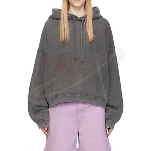 Sudadera con Capucha Extra Grande para Mujer, Color Sólido, Hombros Caídos, Felpa, 100% Algodón, Diseño Asimétrico, Ropa Casual de Otoño - Product Image 3