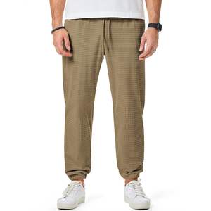 2025 pantalons décontractés pour hommes gaufré texturé cordon de serrage Stretch taille élastique joggeurs coniques avec poches zippées Logo personnalisable - Product Image 4