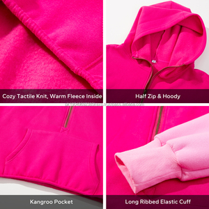 Sweat-shirts à capuche décontractés en molleton de coton à deux tons pour femmes, sans cordon, personnalisés - Product Image 4