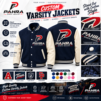 Veste de baseball varsity en PU brodée sur mesure pour hommes, col rabattu, respirante, légère, fermeture éclair, haute qualité