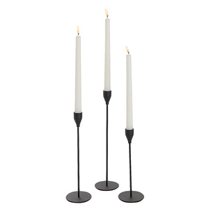 Metal Solid <b>Candle</b> Stick Holder <b>Set</b> Of 3 With Black Powder Coated Finish Round Shape Handmade For Home Decoration Or Events - Product Image 2