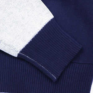 Cárdigan de punto para hombre, color azul marino, con cuello en V, mangas con inserciones blancas y rayas, suéter de manga larga para otoño. - Product Image 4