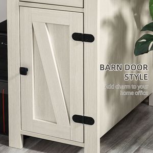 Adjustable Barn Door Style 3-Level MDF Home Office Writing Desk Durable <b>Study</b> <b>Table</b> Computer Workstation with Drawers - Product Image 6