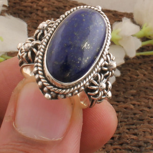 Natural Lapis Lazuli <b>Ring</b> 925 Sterling <b>Silver</b> Blue Gemstone <b>Ring</b> Jewelry Handcrafted Royal Blue Stone <b>Ring</b> <b>Men</b> and Women Gift - Product Image 3