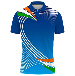 Men's Blue Short Sleeve Polo Shirt With Geometric <b>Pattern</b> Sublimation Print Quick Dry <b>Knitted</b> Polyester Sporty Design - Product Image 1