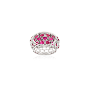 18K Solid Gold 6.65ct Ruby Diamond Cluster Cocktail Dome Ring - Product Image 6
