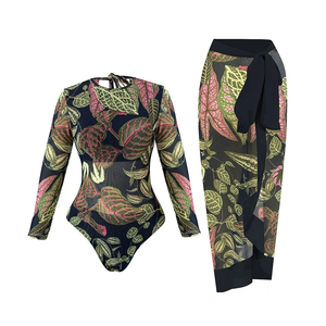 2026 Long Sleeve <b>Sheer</b> Sun Protection One Piece Set Swimsuit Women Sexy Rash Guard Swimwear <b>Bodysuit</b> Sports Swimwear Beach Top - Product Image 3