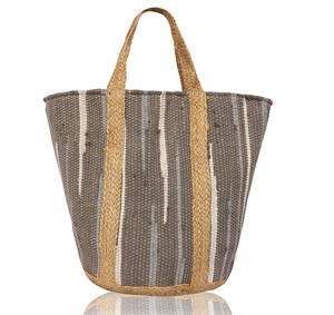 Grand sac fourre-tout en jute à motif lettres, style bohème, sac de plage et de shopping, poignée en corde, écologique, réutilisable, ouverture supérieure, sac de voyage - Product Image 5