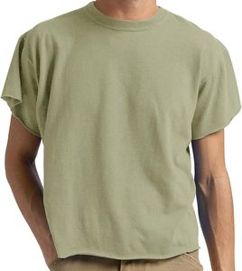 Men's <b>Olive</b> <b>Green</b> Short Sleeve O-Neck <b>T</b>-<b>Shirt</b> 100% Cotton Jersey Regular Fit Casual Solid Color Knitted Plain Dyed - Product Image 2