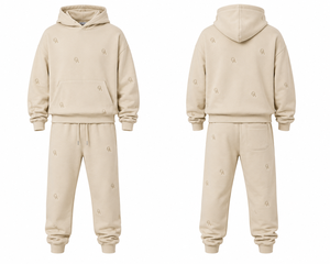 Conjunto de Sudadera con Capucha Oversize y Pantalones Jogger de Lujo, de Felpa Gruesa, con Monograma Bordado, OEM ODM, Ropa Urbana Personalizada - Product Image 1