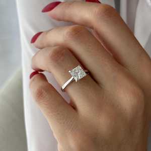 2 Carat D VVS2 Princess Cut Lab Grown <b>Diamond</b> Solitaire <b>Ring</b> , Tapered Cathedral Engagement <b>Ring</b> , IGI Certified - Product Image 1