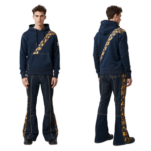 Survêtement évasé pour homme au style distinctif avec graphiques Midnight Voltage et coupe large premium tendance - Product Image 2