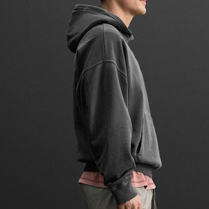 Sudadera con capucha y puños acanalados para hombre, sudadera con capucha y dobladillo acanalado para hombre, sudadera con capucha informal de moda para hombre - Product Image 1