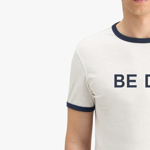 T-shirt à manches courtes pour homme Be Dot, blanc, col rond, avec bordure contrastée, jersey décontracté en coton, séchage rapide, respirant, 220g - Product Image 5